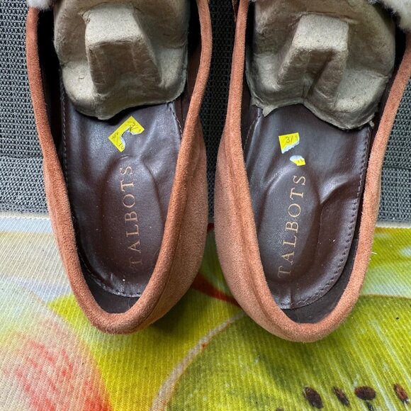Talbots Womens Size 10.5M Brown/Cream Cassidy sherpa Loafers W/ Tassels - Picture 4 of 7